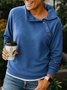 Retro Asymmetrisch Ausschnitt Unifarben Sweatshirt Nahtverarbeitung
