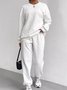 Damen Unifarben Geprägt Zweiteiliges Set Täglich Langarm Lässig Frühling/Herbst Bluse mit Hose Matching Set