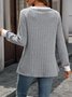 Lässig Farbblock Rundhals Langarm T-Shirt