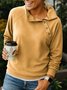 Retro Asymmetrisch Ausschnitt Unifarben Sweatshirt Nahtverarbeitung
