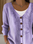 Damen Gestrickt Verlaufsmuster Langarm Bequem Retro Strickjacke