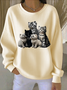 Lässig Rundhals Tier Sweatshirt