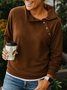 Retro Asymmetrisch Ausschnitt Unifarben Sweatshirt Nahtverarbeitung