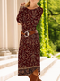 Damen Geblümt Frühling/Herbst Kleid Rundhals Langarm T-Shirt-Kleid A-Linien-Kleid