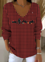 Damen Baumwolle Tier Langarm Bequem Lässig Pullover