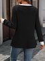 Lässig Farbblock Rundhals Langarm T-Shirt