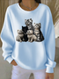 Lässig Rundhals Tier Sweatshirt