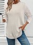 Lässig Gestreift Rundhals Langarm T-Shirt