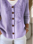 Damen Gestrickt Verlaufsmuster Langarm Bequem Retro Strickjacke