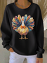 Lässig Rundhals Truthahn Sweatshirt