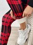 Damen Kariert Lässig Winter Print Lang Leggings