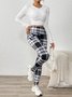 Damen Kariert Lässig Winter Print Lang Leggings