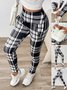 Damen Kariert Lässig Winter Print Lang Leggings