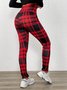 Damen Kariert Lässig Winter Print Lang Leggings