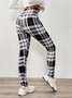 Damen Kariert Lässig Winter Print Lang Leggings