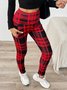Damen Kariert Lässig Winter Print Lang Leggings
