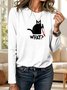 Retro Tier Rundhals Langarm T-Shirt