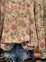 Lässig Rundhals Geblümt Sweatshirt Print