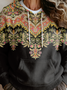 Damen Geometrisch Langarm Bequem Retro Pullover