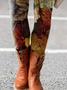 Damen Ahornblatt Lässig Alle Jahreszeiten Print Lang Leggings