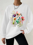 Lässig Rundhals Geblümt Sweatshirt