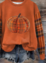 Lässig Rundhals Kariert Sweatshirt Print
