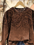 Lässig Rundhals Geblümt Sweatshirt Print