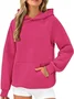 Lässig Kapuze Unifarben Sweatshirt Nahtverarbeitung