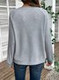 Lässig Farbblock V-Ausschnitt Langarm T-Shirt