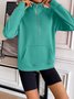 Lässig V-Ausschnitt Unifarben Sweatshirt