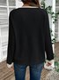 Lässig Farbblock V-Ausschnitt Langarm T-Shirt