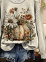 Lässig Rundhals Geblümt Sweatshirt Print