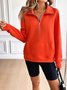 Lässig V-Ausschnitt Unifarben Sweatshirt