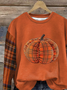 Lässig Rundhals Kariert Sweatshirt Print