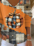 Lässig Halloween (Kürbis) V-Ausschnitt Langarm T-Shirt