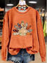 Lässig Rundhals Truthahn Sweatshirt Print