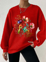 Lässig Rundhals Geblümt Sweatshirt