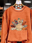Lässig Rundhals Truthahn Sweatshirt Print