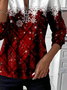 Lässig Rundhals Weihnachten Sweatshirt Print