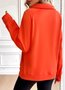 Lässig V-Ausschnitt Unifarben Sweatshirt