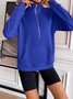 Lässig V-Ausschnitt Unifarben Sweatshirt