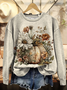 Lässig Rundhals Geblümt Sweatshirt Print