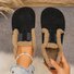 Retro Unifarben Haken und Schleife Flach Flache Schuhe