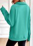 Lässig V-Ausschnitt Unifarben Sweatshirt