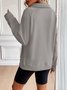 Lässig V-Ausschnitt Unifarben Sweatshirt