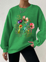 Lässig Rundhals Geblümt Sweatshirt