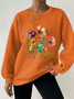 Lässig Rundhals Geblümt Sweatshirt