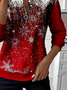 Lässig Rundhals Weihnachten Sweatshirt Print