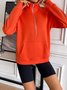 Lässig V-Ausschnitt Unifarben Sweatshirt