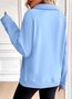 Lässig V-Ausschnitt Unifarben Sweatshirt